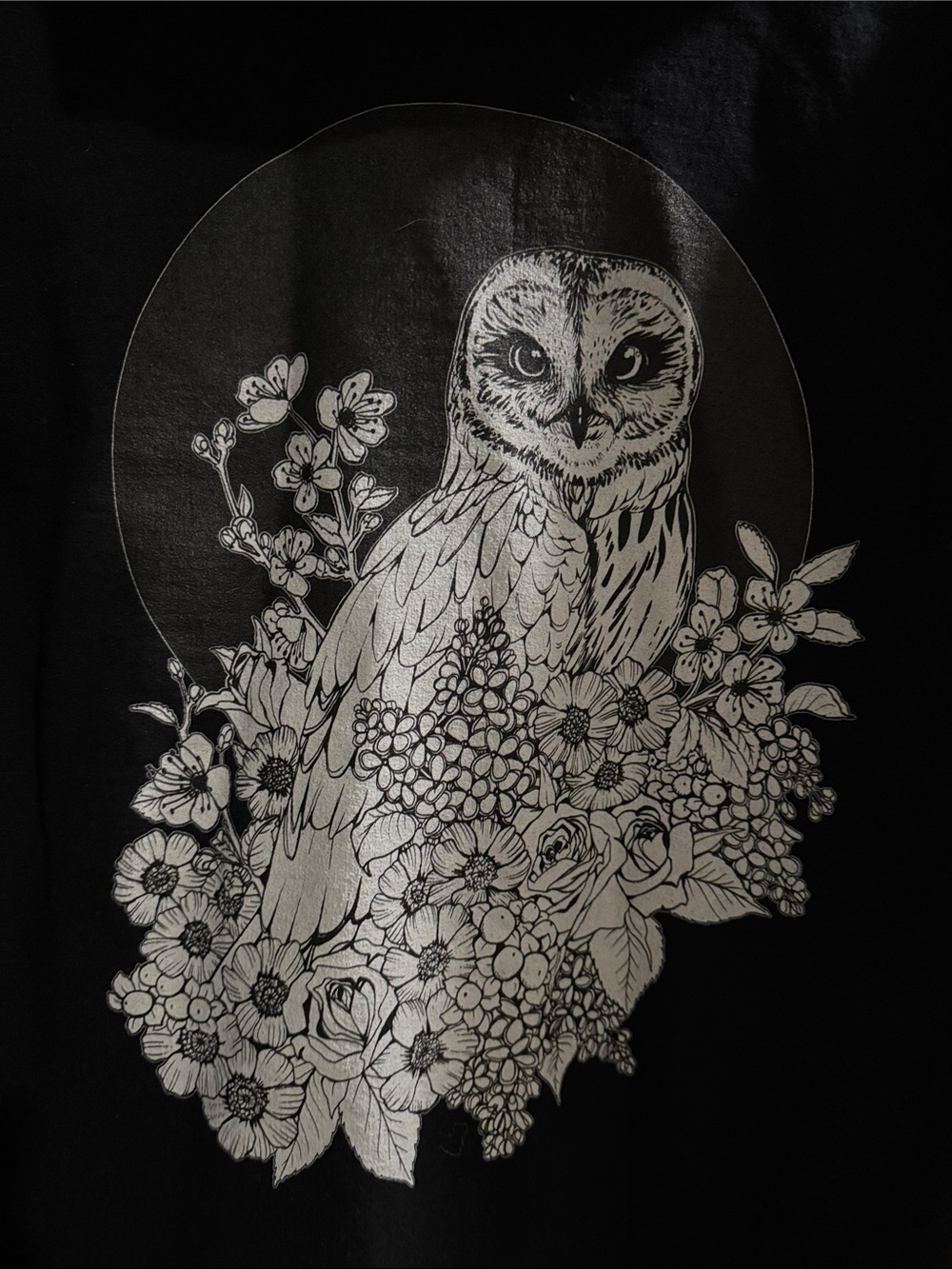 Owl Black Zip-Up Hoodie Womens S